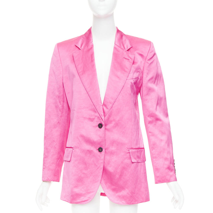 TOM FORD orchid pink satin handstitched lapel oversized blazer jacket IT36 XXS