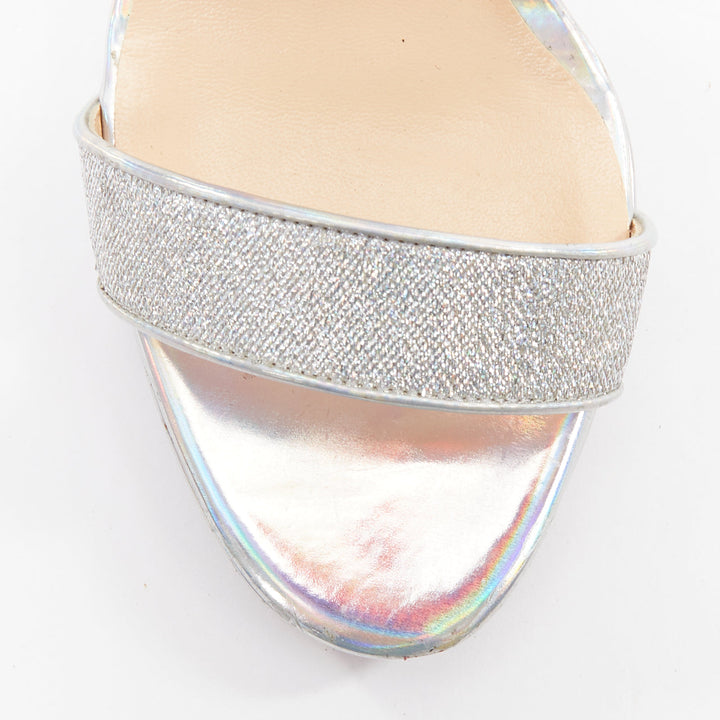 CHRISTIAN LOUBOUTIN Lurex Choca Lux 120 silver glitter studded sandal EU38