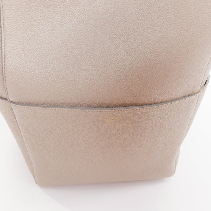 OLD CELINE Seau Sangle off white grey calfskin wool canvas strap bucket bag