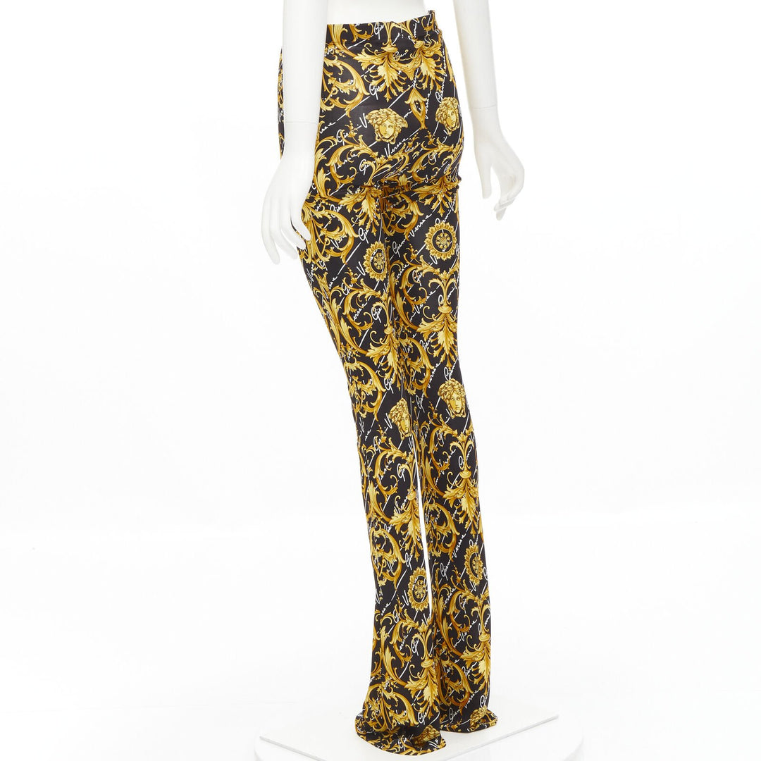 VERSACE 2020 Runway Gianni Signature Medusa Barocco gold flare pants IT42 M