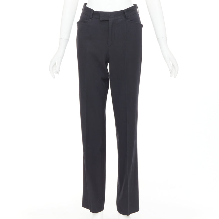 GUCCI Tom Ford charcoal grey curved pocket nylon blend straight trousers IT38 XS