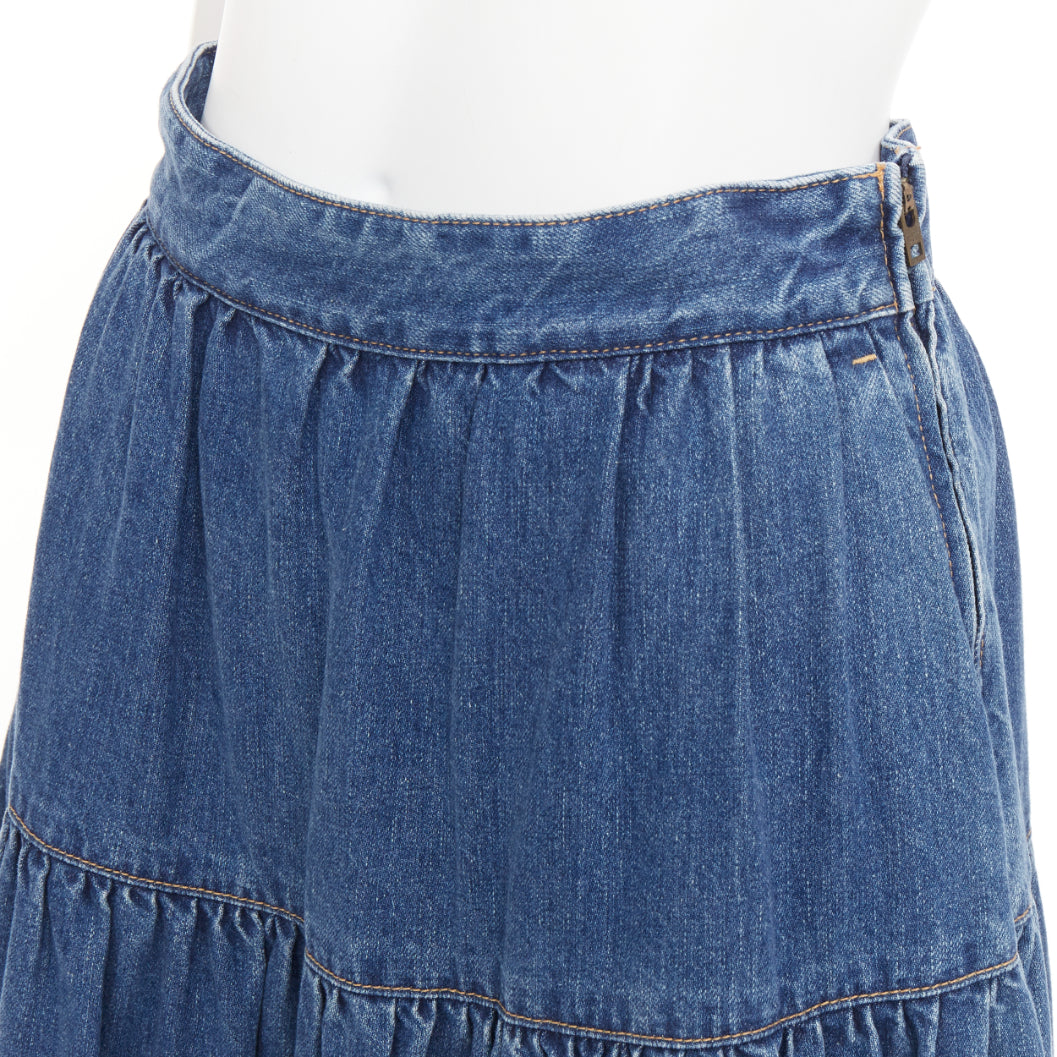 CELINE W_JS_013 S060 5021 07UW Midi Prairie lightweight denim midi skirt 26"