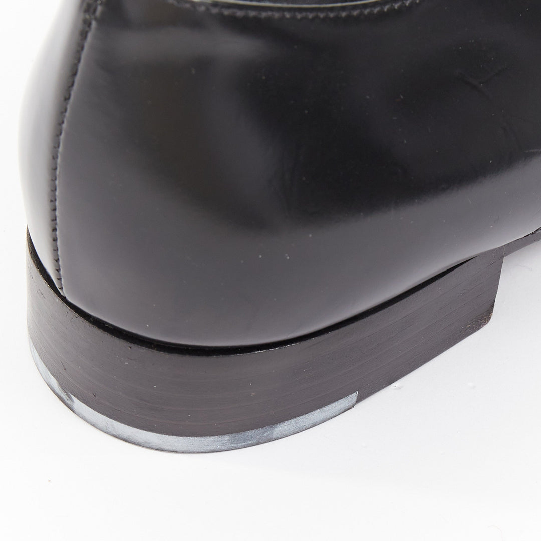 CHRISTIAN DIOR Swing black calfskin leather double buckle monk shoes EU37.5D