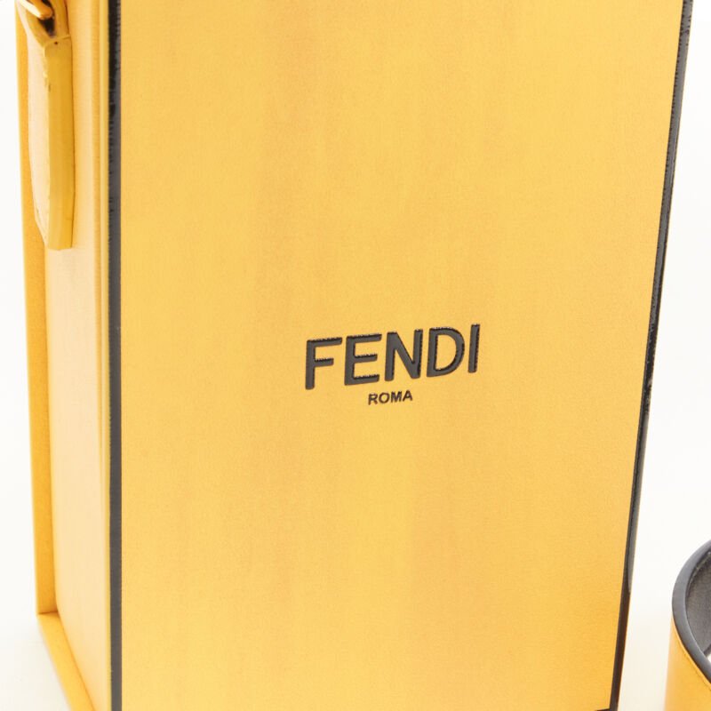 FENDI Vertical Box signature yellow black crossbody structured bag