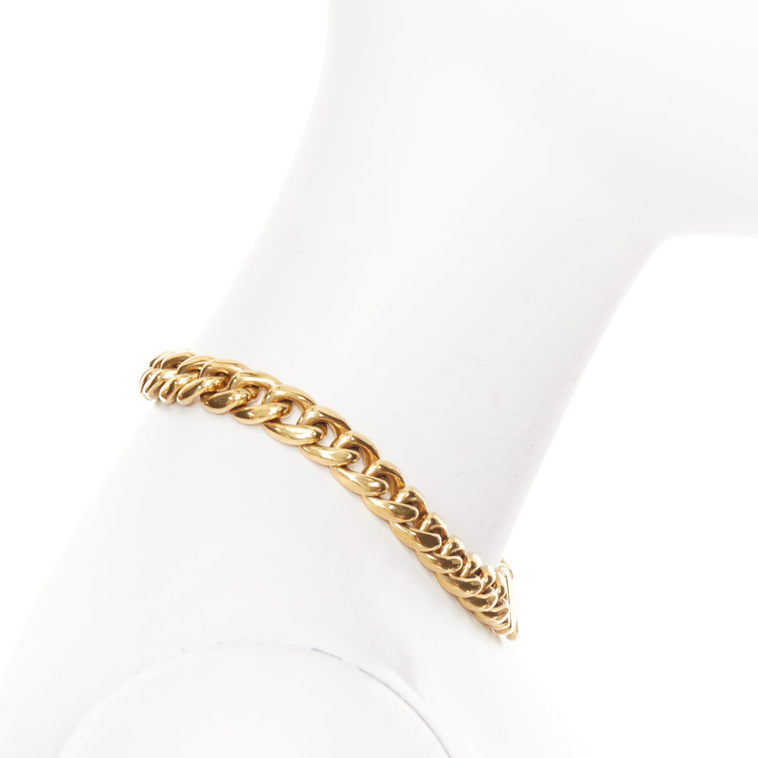 rare CELINE Phoebe Philo gold tone brass chunky curb link clasp choker necklace