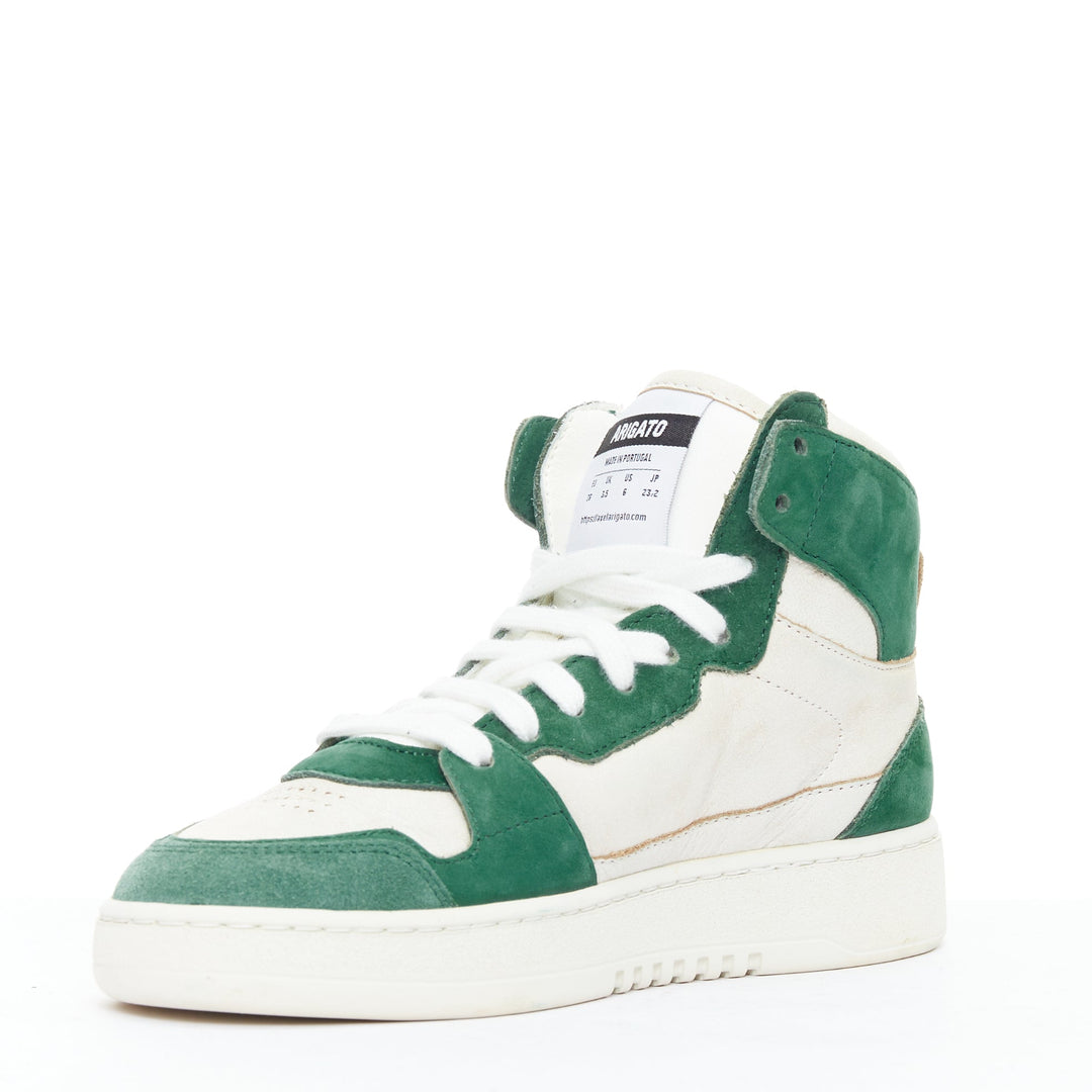 AXEL ARIGATO Dice green seude white leather high top sneakers EU36