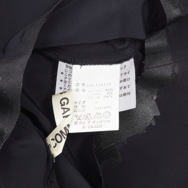 vintage COMME DES GARCONS 1991 black painted edge ethnic tweed bodycon dress S