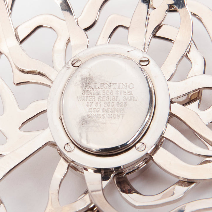 VALENTINO Vintage silver crystal flower stainless steel bracelet watch