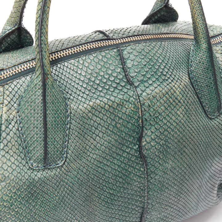 TOD'S D-Styling Bag blue green scaled leather panelled top handle tote