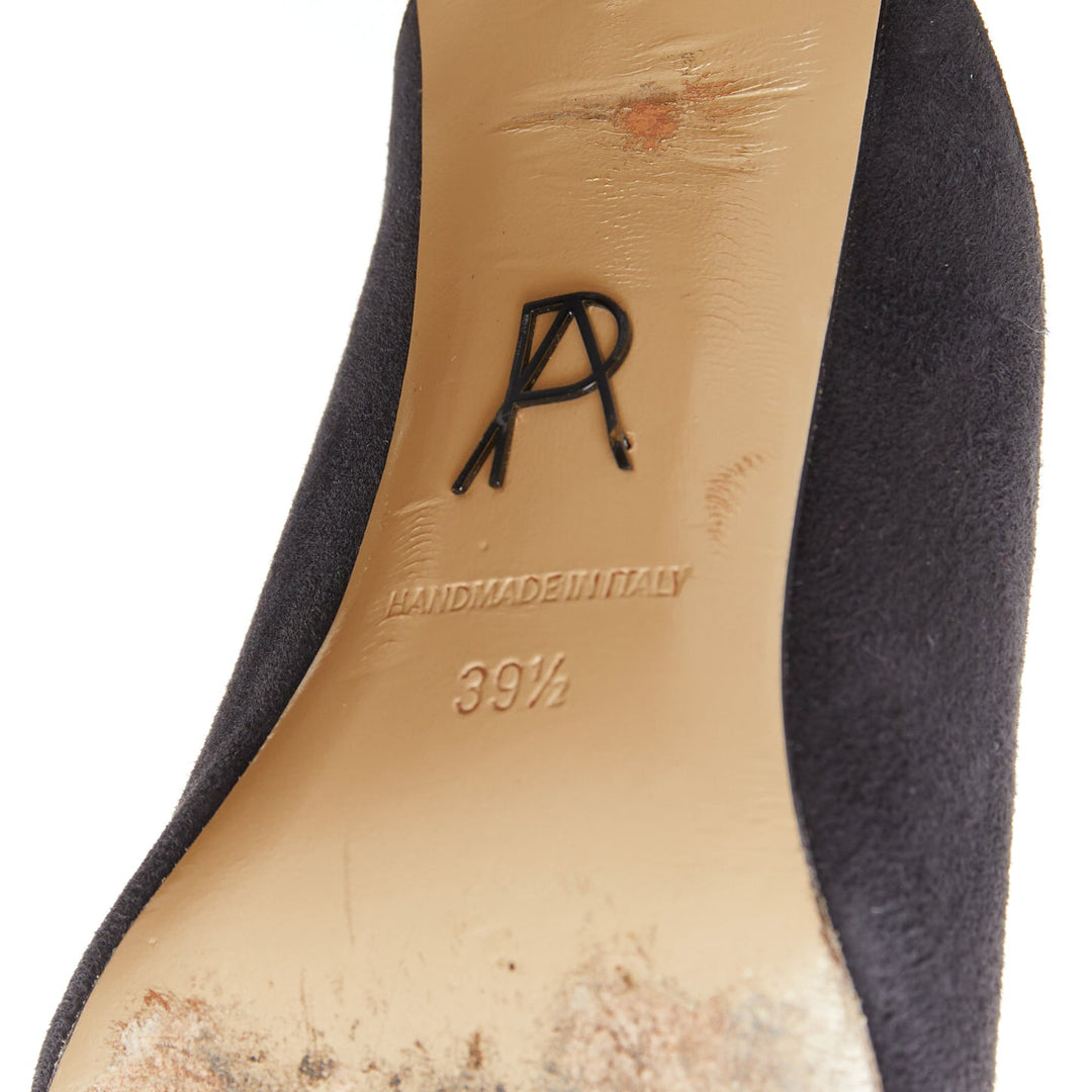 PAUL ANDREW Certosa black suede pointy toe high heel mules EU39.5