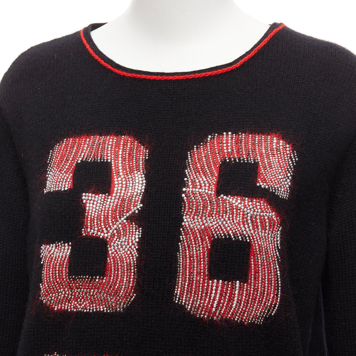 ERMANNO SCERVINO 100% cashmere mohair 3689 black red sweater IT40 S
