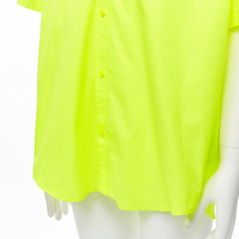 BALENCIAGA Demna 2020 neon yellow shoulder tab boxy oversized shirt EU38 S