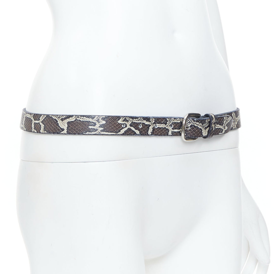 ISABEL MARANT 2021 Zap black embossed calfskin leather skinny loop waist belt S