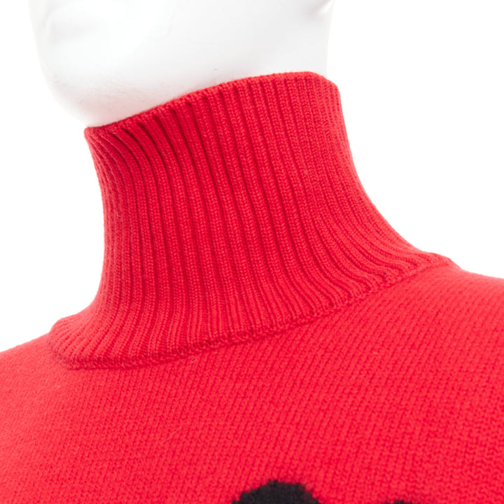 AMI de Coeur red virgin wool black heart logo turtleneck sweater L