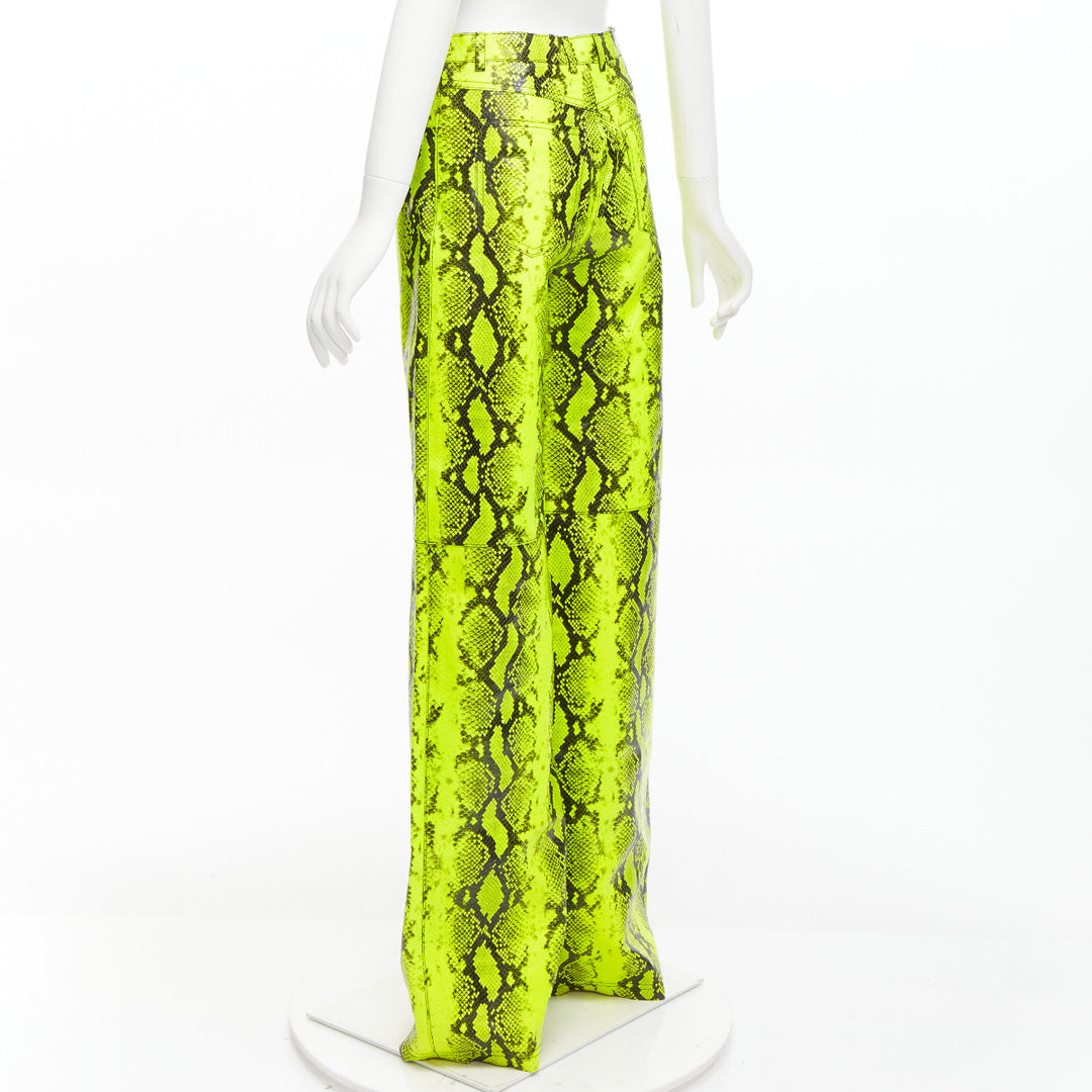 OFF WHITE Virgil Abloh 2019 Runway neon yellow leather wide leg pants IT40 S