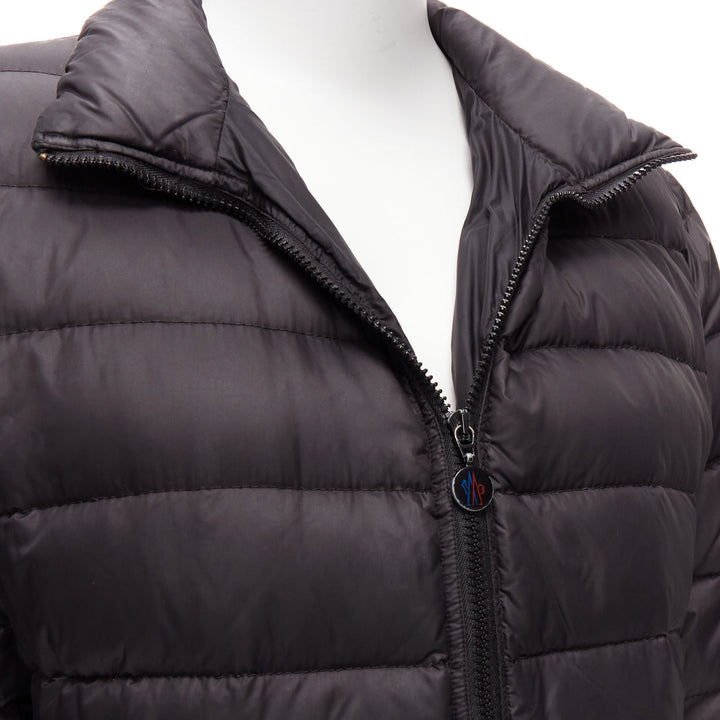 MONCLER Norme Afnor black quilted puffer zip front A line coat Sz3 L