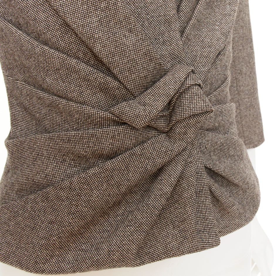 CHRISTIAN DIOR 1998 Runway John Galliano grey wool tweed knot jacket FR36 S