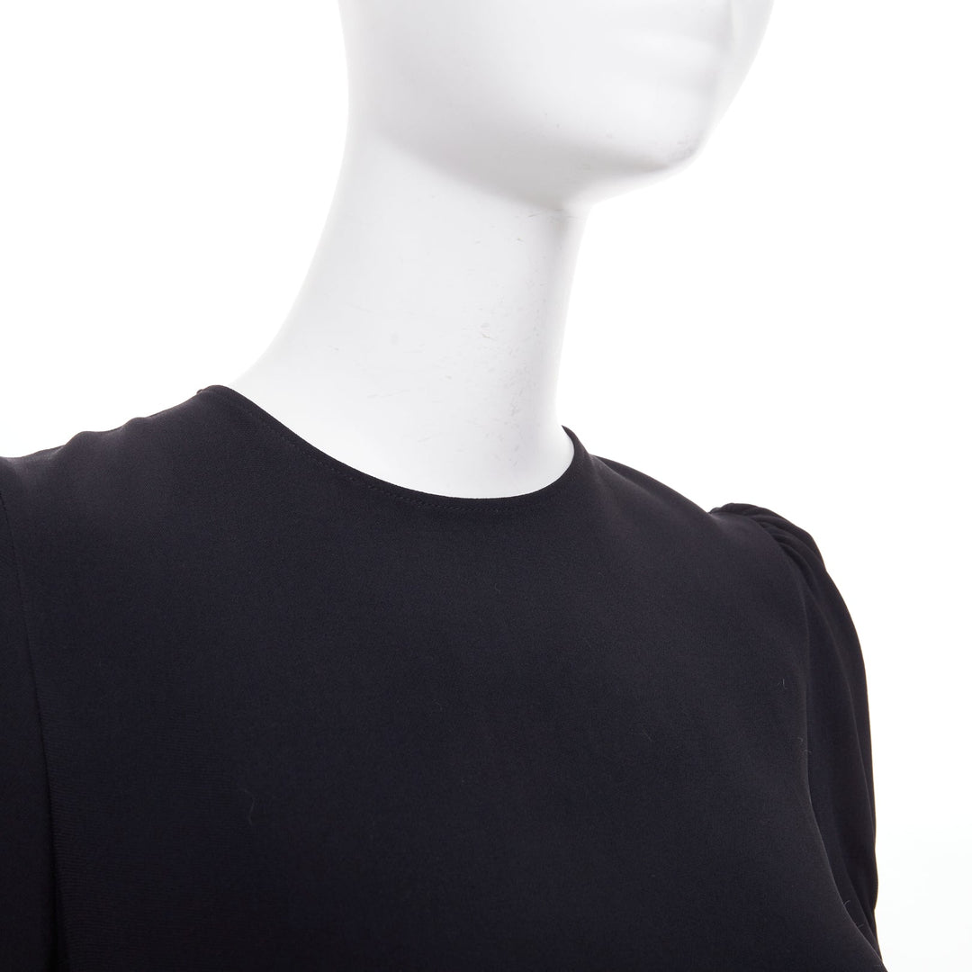 STELLA MCCARTNEY black puff short sleeve structured viscose blend top IT38 XS