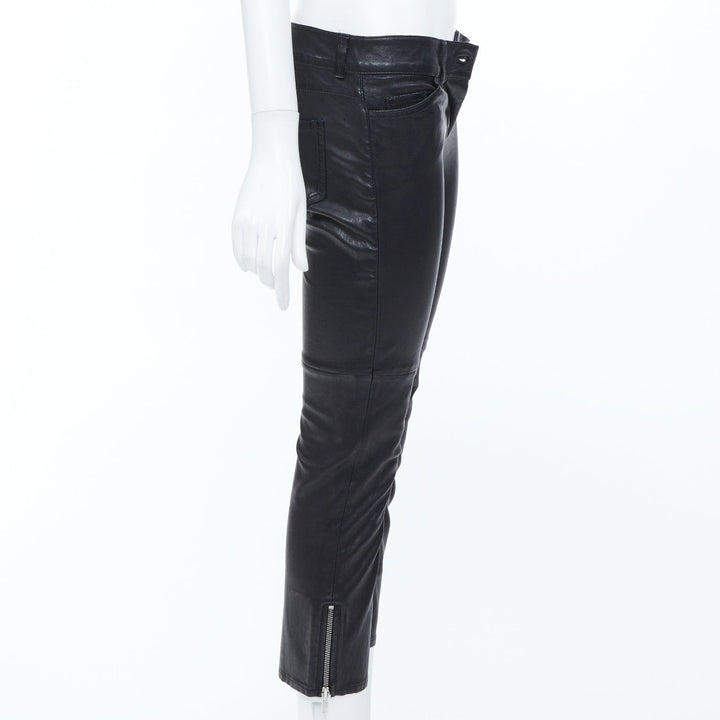 ISABEL MARANT black lambskin leather mid rise ankle zip skinny pants Sz1 XS