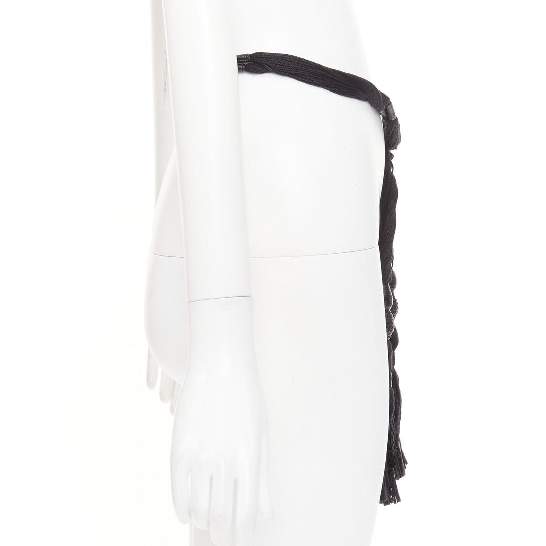 SAINT LAURENT 2023 Passementerie Tassel  leather braided rope self charm belt