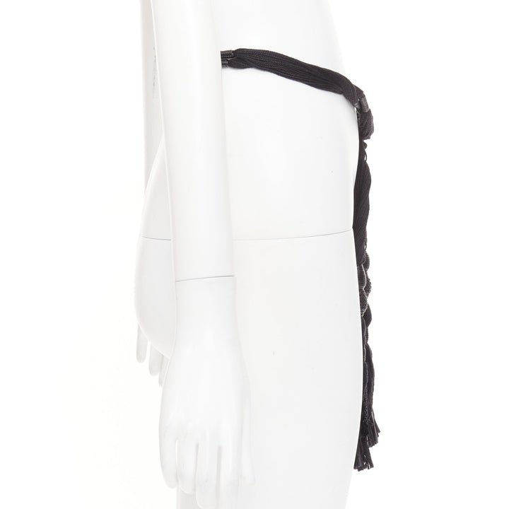 SAINT LAURENT 2023 Passementerie Tassel  leather braided rope self charm belt