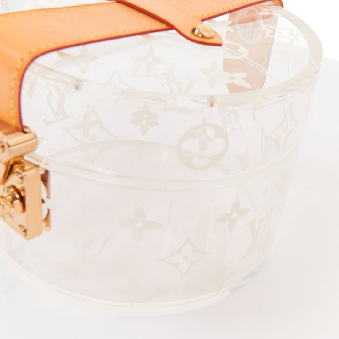 LOUIS VUITTON Box Scott clear monogram plexiglass resin  cylinder trunk case