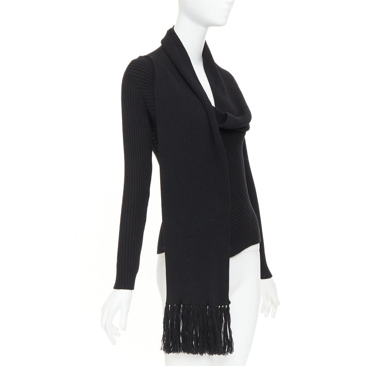 JEAN PAUL GAULTIER Vintage Maille Femme black wool cowl neck sweater L
