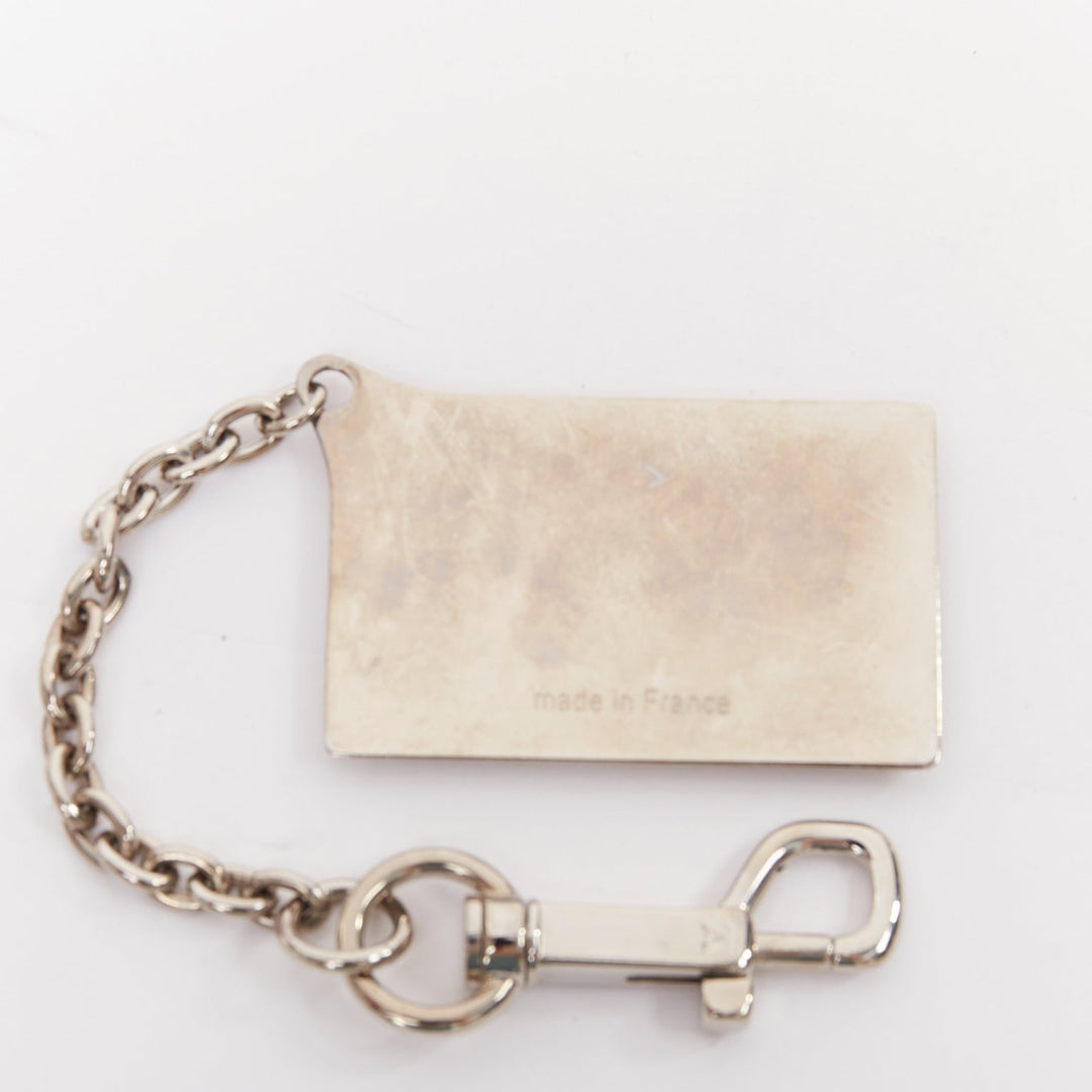 LOUIS VUITTON Inventeur silver tone plate chain keychain bag charm