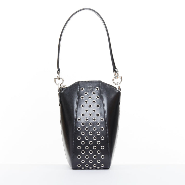 rare GIVENCHY Runway Antigona Vertical silver eyelets black box calfskin bag