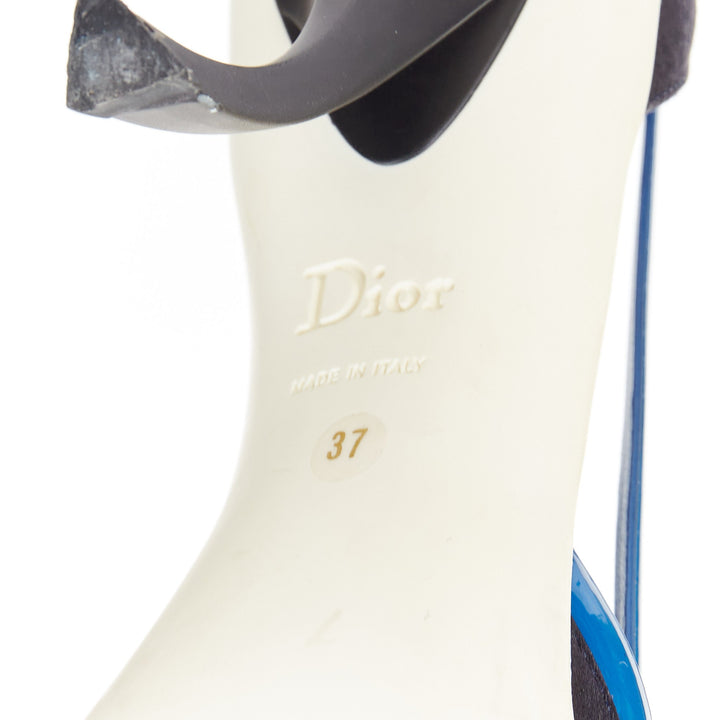 rare CHRISTIAN DIOR 2014 Runway Raf Simons sportif blue satin cut out pumps EU37