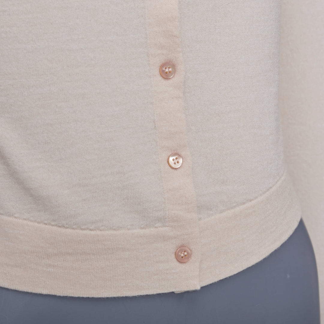 ALAIA blush beige virgin wool blend mini buttons classic cropped cardigan FR36 S