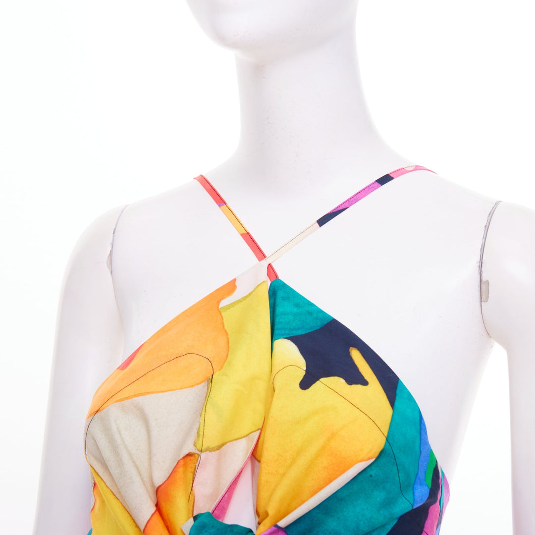 MARA HOFFMAN Lolita Deltoria abstract multicolor print cotton poplin dress M