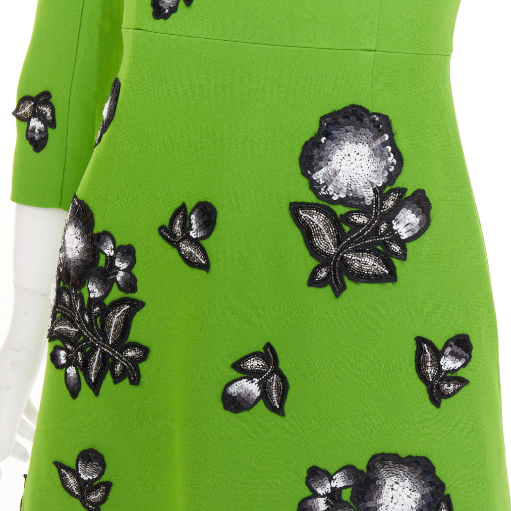 ANDREW GN apple green black silver sequinned badges bejewelled dress FR34 XS