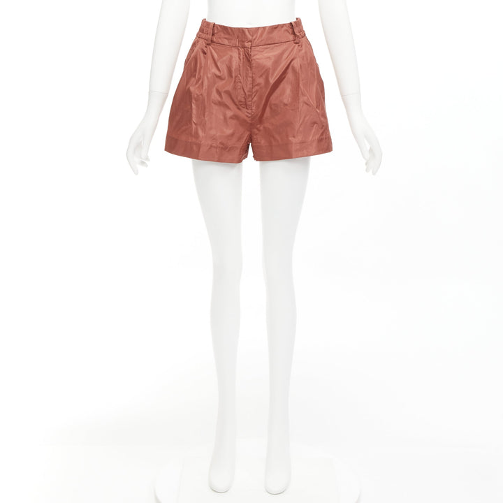 VALENTINO 2021 Piccioli 100% silk brick red high waisted dress shorts IT36 XXS