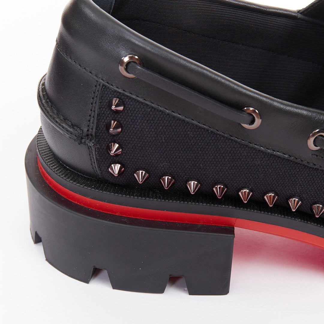CHRISTIAN LOUBOUTIN Our Steckel black canvas calf leather spike derby EU43 US10