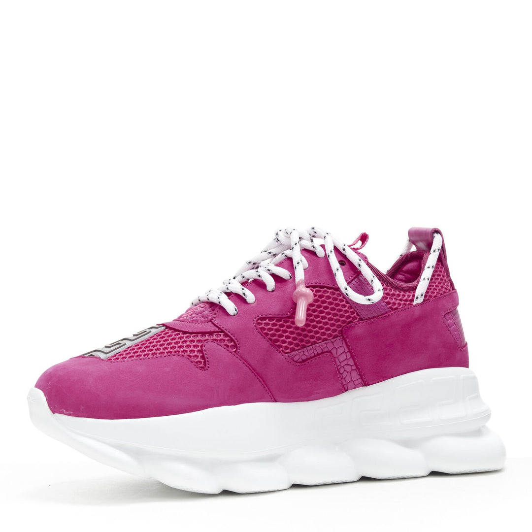 VERSACE Chain Reaction Blowzy all pink suede low top chunky sneaker EU41.5