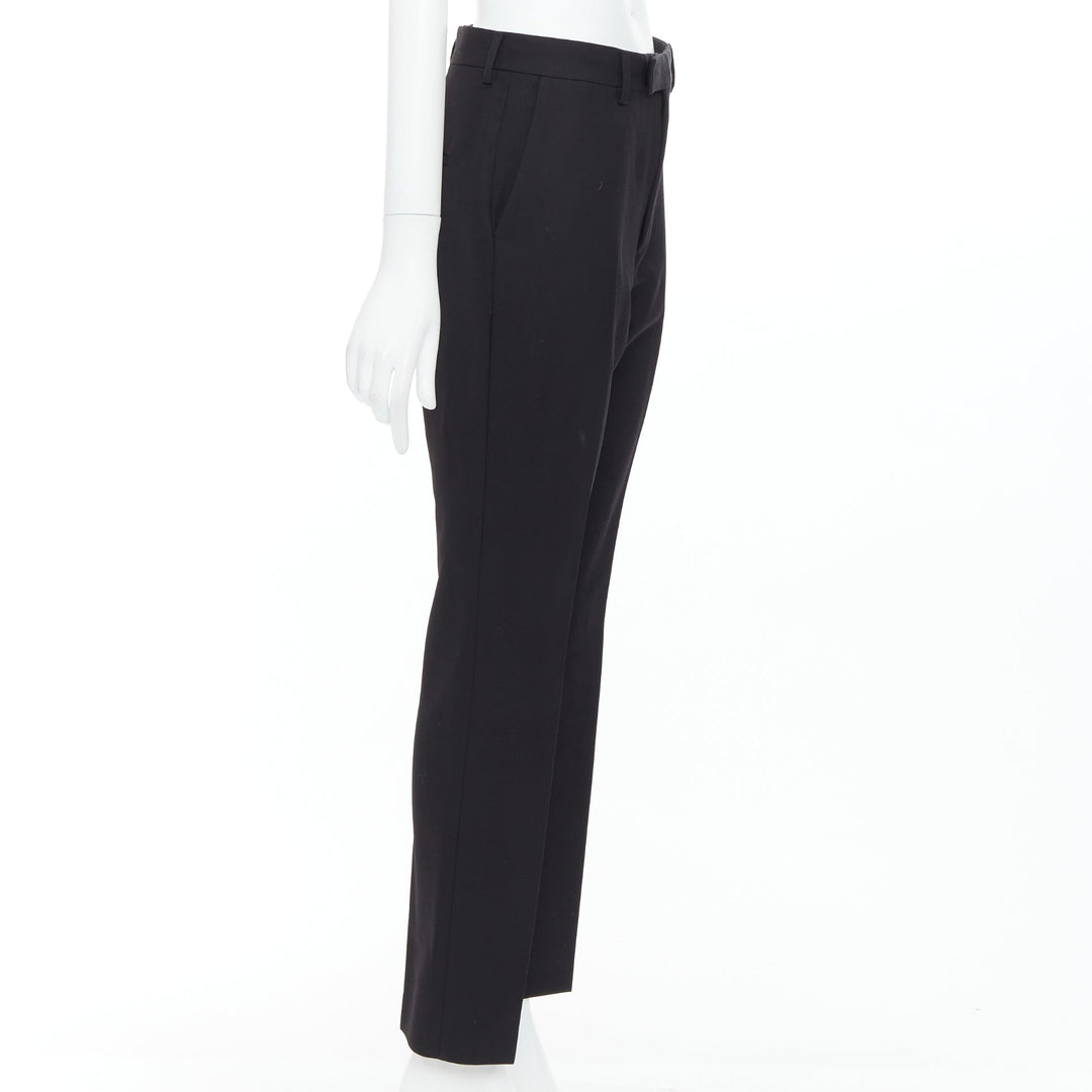 CELINE black 100% wool tapered slant pocket cropped trousers FR38 M