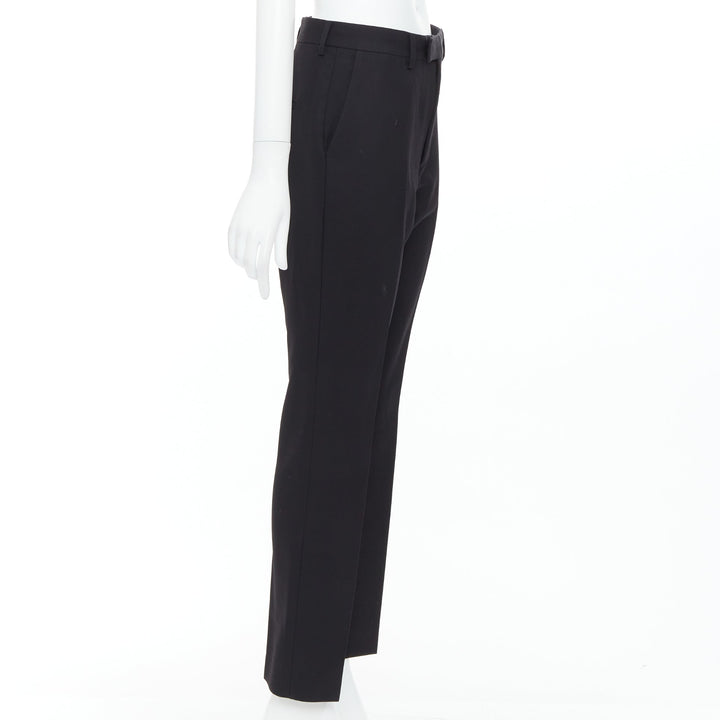 CELINE black 100% wool tapered slant pocket cropped trousers FR38 M