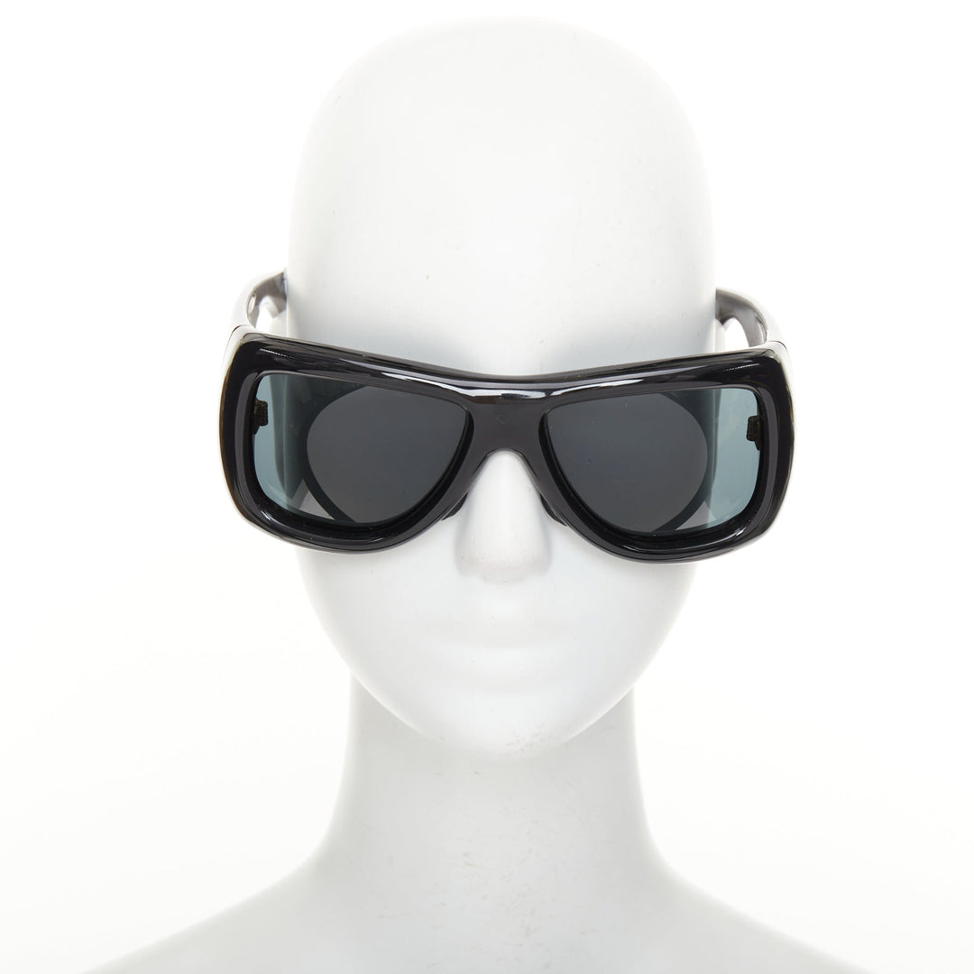SAINT LAURENT 2023 SL 564 Mask black oversized glossy wrap shield sunglasses