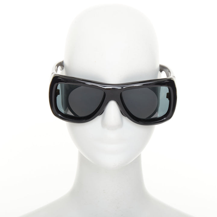 SAINT LAURENT 2023 SL 564 Mask black oversized glossy wrap shield sunglasses