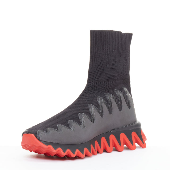 CHRISTIAN LOUBOUTIN Sharky Sock black sock rubber sole ankle sneaker EU42 US9