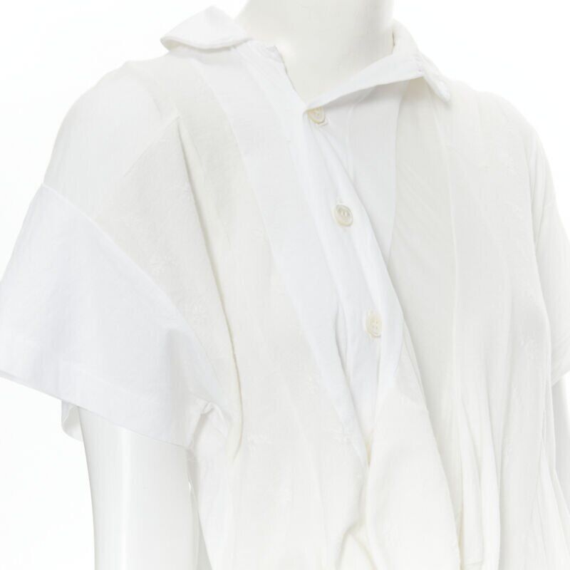 TRICOT COMME DES GARCONS 2013 white patchwork draped deconstructed top M