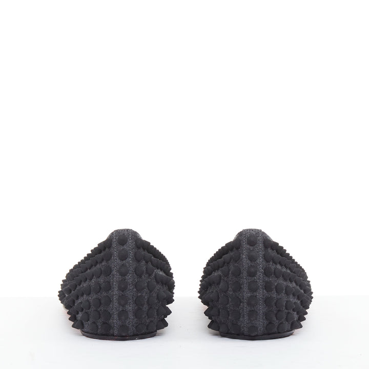 CHRISTIAN LOUBOUTIN Pigalle Spikes Flat grey flannel studded ballerina EU37.5