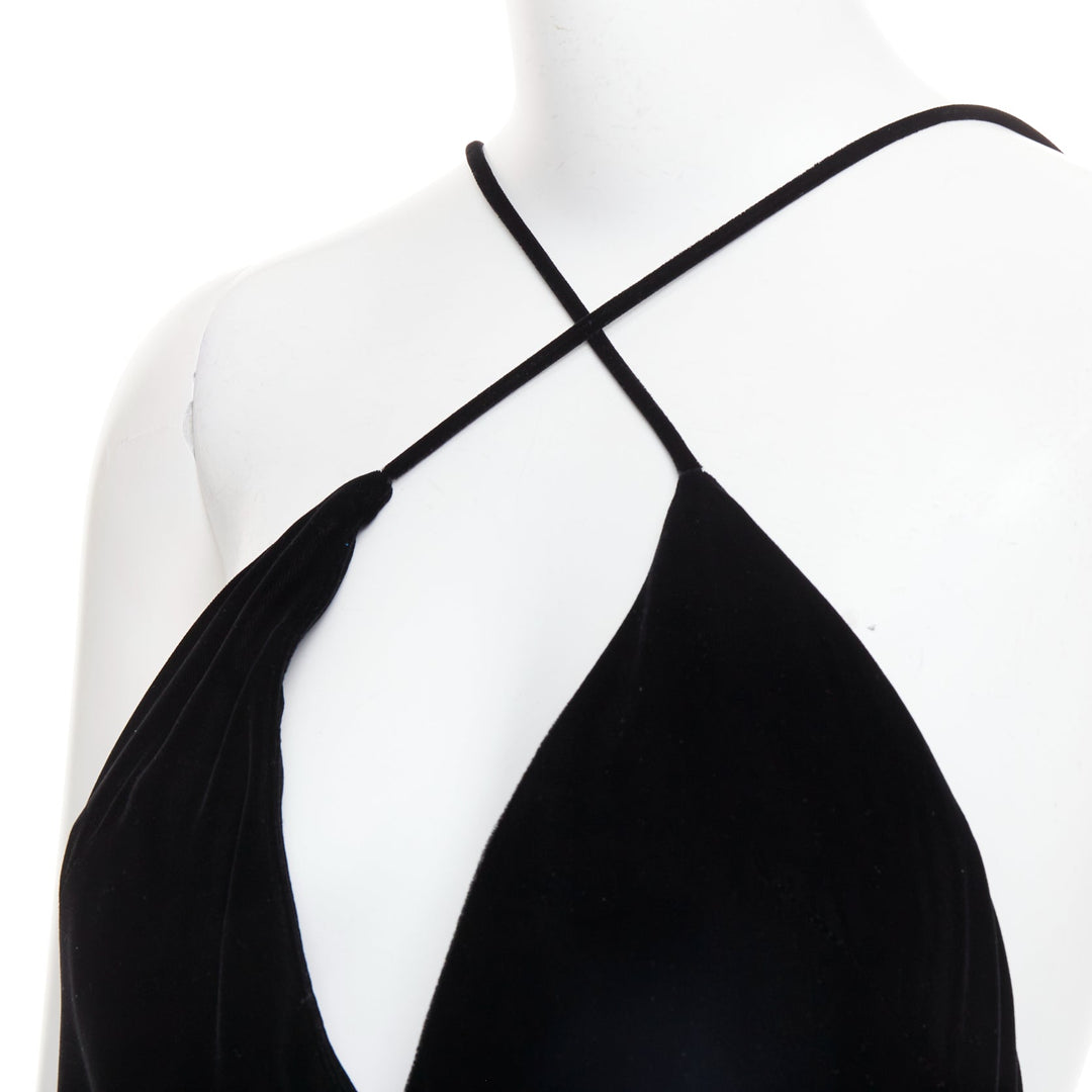 ALEXANDRE VAUTHIER COUTURE AW2022 Runway black velvet blue symmetric slip dress