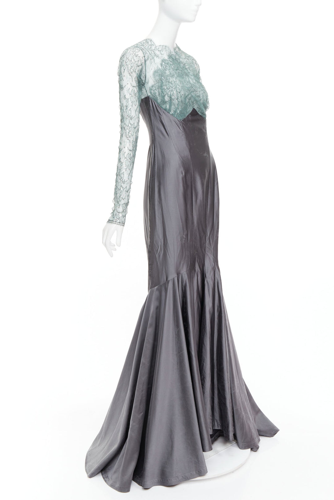 rare GUY LAROCHE COUTURE 2006 Vintage Runway lace mermaid gown dress IT38 XS
