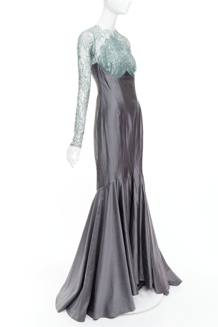 rare GUY LAROCHE COUTURE 2006 Vintage Runway lace mermaid gown dress IT38 XS