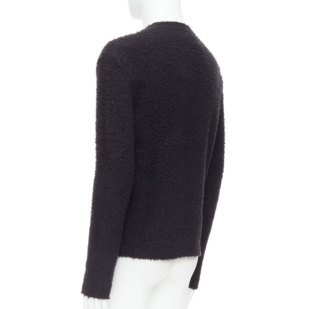DANILO PAURA 2020 Errol black shaggy cotton pullover sweater  S