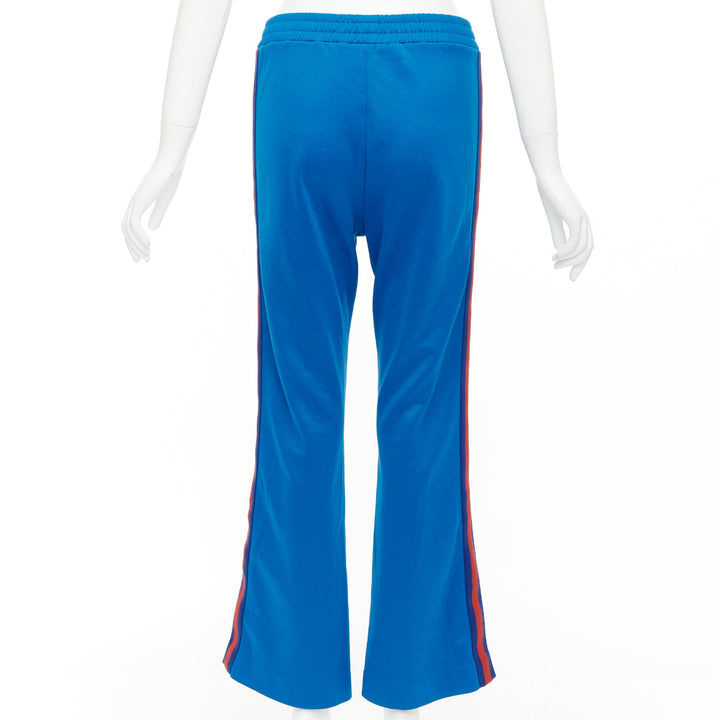 GUCCI blue red webbing trims flare cropped track pants S