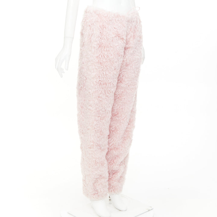 MIU MIU 2021 pink mohair faux fur drawstring wide leg pants IT38 XS