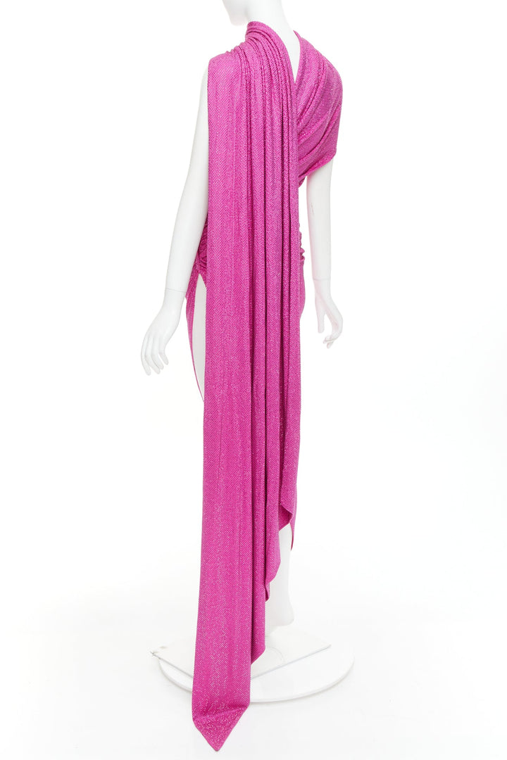 rare ALEXANDRE VAUTHIER COUTURE AW2019 Runway pink crystal sash drape gown